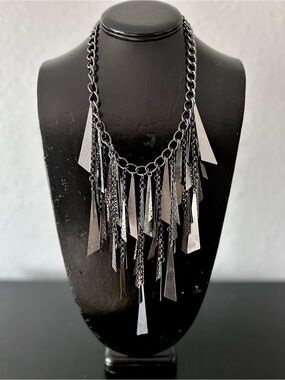 Statement Silver-Tone Fringe Chain Necklace - Women Jewelry